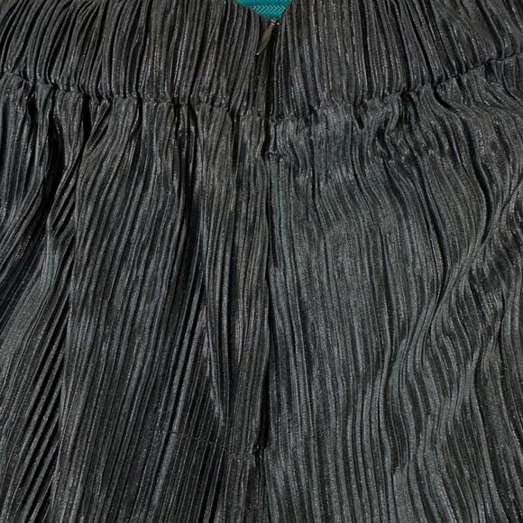 Sabina Musayev Metallic Blue Plisse Pants LARGE Split Hem Cocktail Wide Leg $230 - Picture 12 of 12